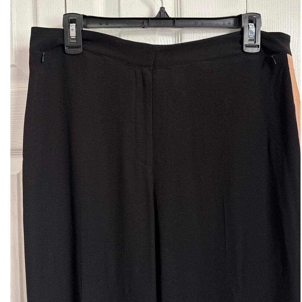 Eileen Fisher Black Straight Leg Pants with Tan Stripe - Picture 4 of 8